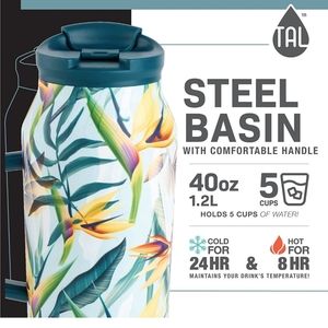 TAL Basin Green Jungle Floral 40oz Stainless Steel Basin Water Bottle